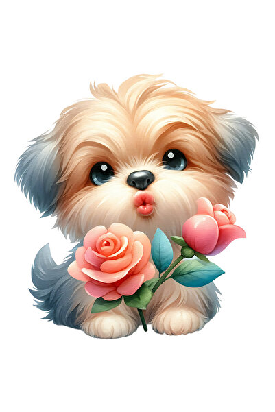 StoryGift Romania Sticker Eticheta 40CM cu un catel blanos care da un pupic, ...