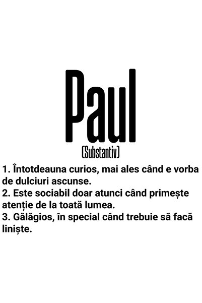 StoryGift Romania Sticker Autocolant 70CM Cu Numele Paul, Cu Mesaj Amuzant, C...