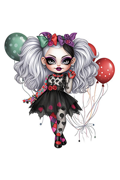 StoryGift Romania Sticker Eticheta 50CM cu o fata costumata, ilustratie, Harl...