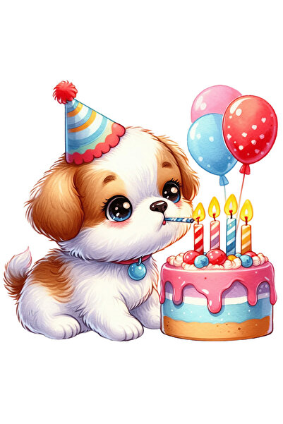 StoryGift Romania Sticker Adeziv 90CM cu o catelusa blanoasa care sufla in lu...