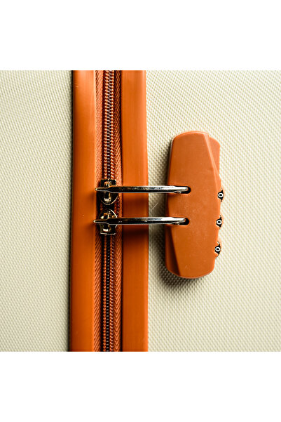 Travel POLO Medium trolley, TRAVEL POLO, 67x41x29cm, A1005, checked luggage. ABS suitcase, Cream / Tobacco