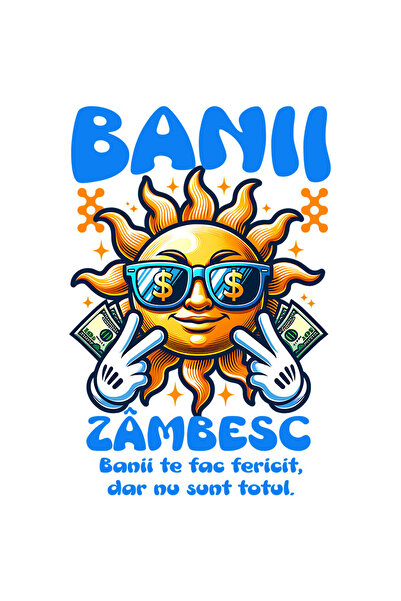 StoryGift Romania Sticker Autocolant 70CM cu Soare zambitor cu ochelarii si b...