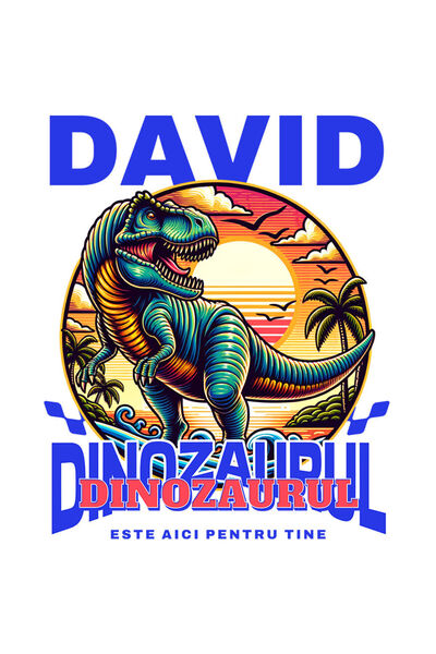 StoryGift Romania Sticker Adeziv 90CM cu Dinozaur T-rex In Jungla Text David ...