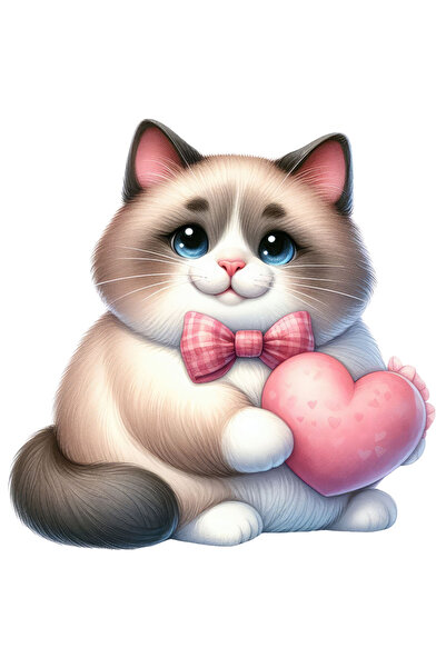 StoryGift Romania Sticker Eticheta 50CM cu o pisicuta grasuta, ilustratie, ti...