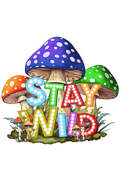 StoryGift Romania Sticker Cu Mesajul "stay Wild", Stilul Hippie, Cultura, Ilu...
