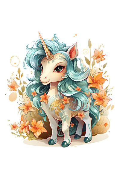 StoryGift Romania Sticker Adeziv 90CM cu un unicorn vesel, ilustratie, zambes...