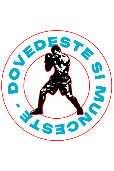 StoryGift Romania Sticker Adeziv 90CM cu Jucator Meci Box Barbat Sport De Contact Text Dovedeste Si Munceste cu