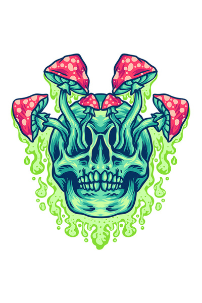 StoryGift Romania Sticker Autocolant 70CM Cu Craniu, Ciuperci, Ilustratie Abs...