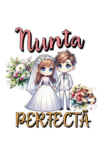 StoryGift Romania Sticker Autocolant 70CM cu Portret Animat Ziua Nuntii Cuplu...