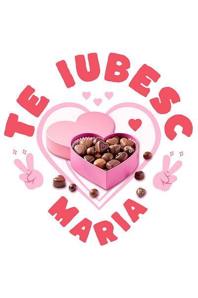 StoryGift Romania Adhesive Sticker 90CM with Candy Box Sweets Love Heart Shape Chocolate Text I Love You