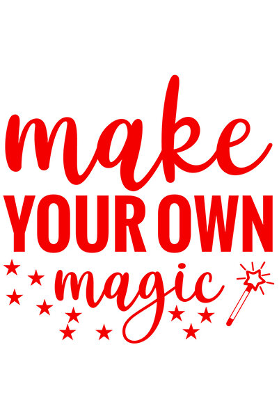 StoryGift Romania Sticker Autocolant 70CM Exterior cu o bagheta si stelute cu mesajul "Make your own magic" - cr