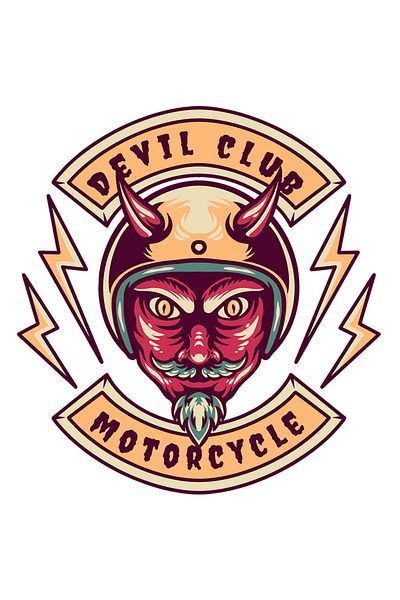 StoryGift Romania Sticker With Message Devil Club Motorcycle, Devil, Lightning, Helmet, with White Borders, PVC Vinyl 15 cm
