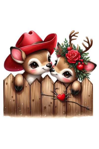 StoryGift Romania Sticker Adeziv 90CM cu o caprioara si un cerb, ilustratie, ...