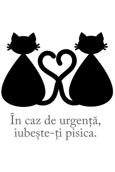 StoryGift Romania Sticker Cu Pisici Negre Cozi In Forma De Inima, Text In Caz...