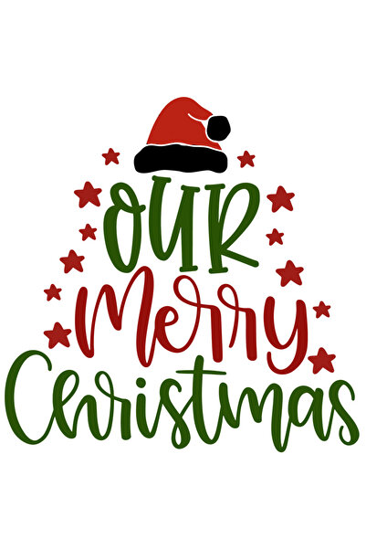 StoryGift Romania Sticker Cu Mesajul Our Merry Chritmas, Caciulita De Mos Cra...