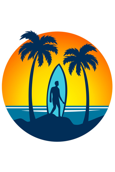 StoryGift Romania Sticker Autocolant 70CM Cu Surfer, Palmieri, Apus, Mare, cu...