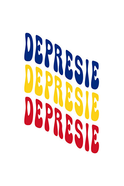 StoryGift Romania Sticker Adeziv 90CM Cuvantul Depresie, in Culorile Steagulu...
