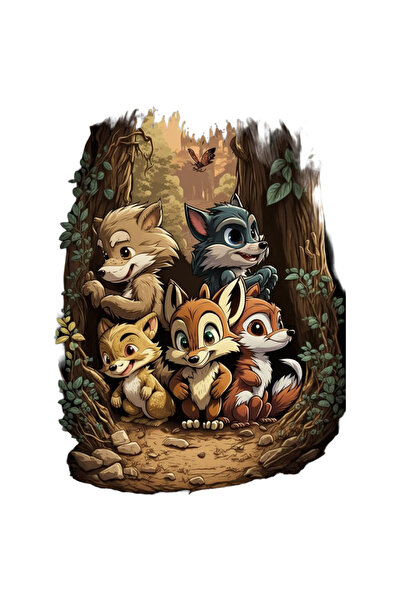 StoryGift Romania Sticker Adeziv 90CM cu Desen Animalute din Padure, Vulpe, L...