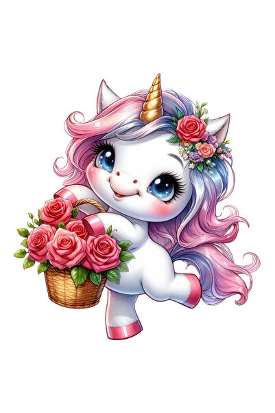 StoryGift Romania Sticker Autocolant 70CM cu un unicorn, ilustratie, vesel, b...