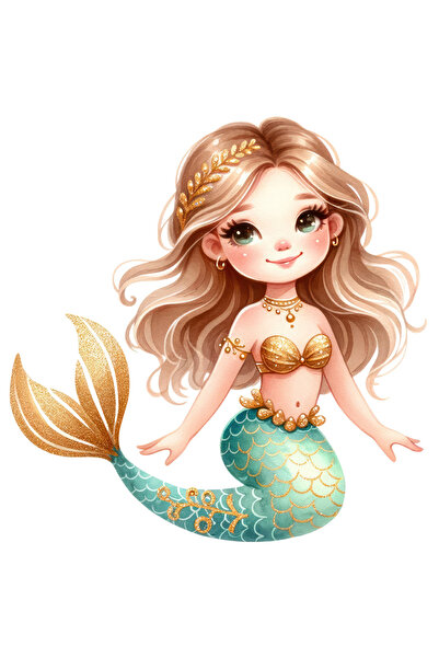 StoryGift Romania Sticker Autocolant 70CM cu mica sirena, ilustratie, jumatat...