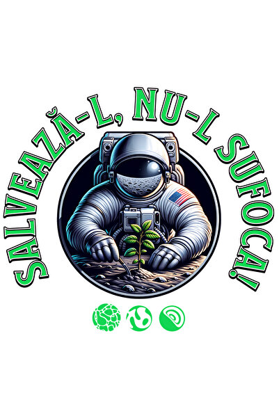 StoryGift Romania Sticker Autocolant 70CM Adeziv om astronaut planeta salveaz...