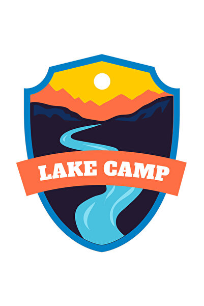 StoryGift Romania Sticker Adeziv 90CM Cu Mesaj In Engleza Lake Camp, Apus, Rau, Tabara, Munte, Lac, cu Margini