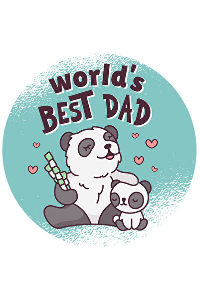 StoryGift Romania Sticker Cu Mesaj In Engleza World's Best Dad, Urs Panda, Ta...