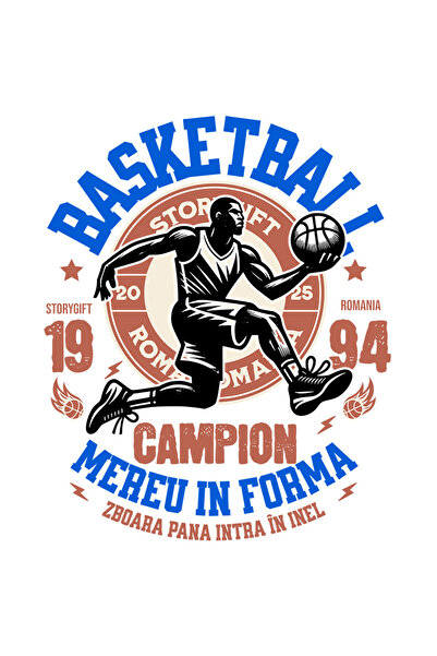 StoryGift Romania Sticker Cu Jucator De Baschet Minge Saritura Joc In Echipa ...