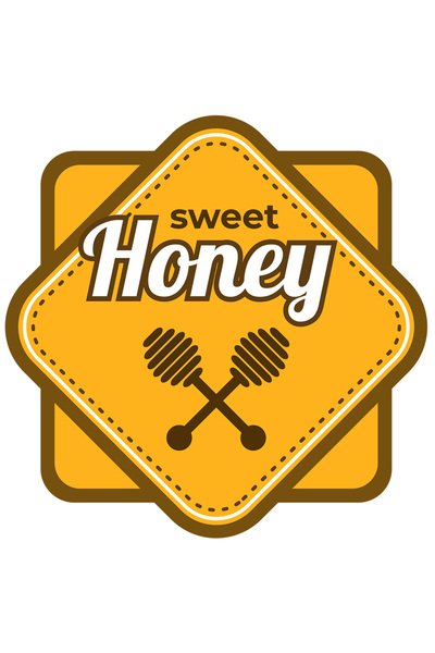 StoryGift Romania Sticker Autocolant 70CM Cu Mesaj In Engleza Sweet Honey, Miere Dulce, Linguri Lemn, Geometric,