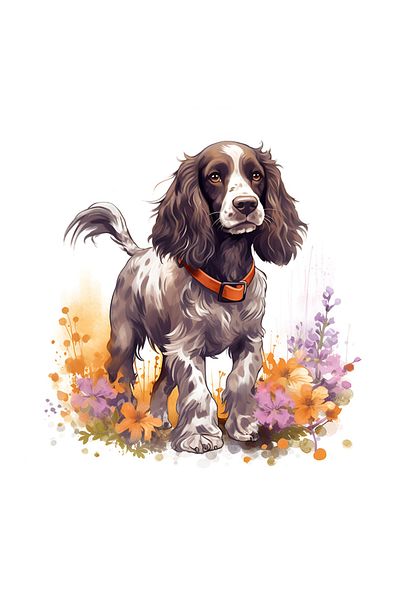 StoryGift Romania Sticker Eticheta 50CM cu un catel blanos care se uita in departare, natura, ilustratie, abstract