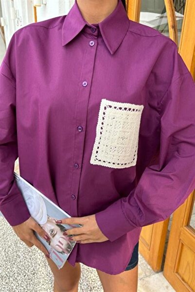 Hariqa قميص أيسكو قصة فضفاضة بجيوب وفتحة خلفية 3420