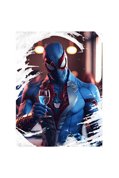 StoryGift Romania Sticker Eticheta 40CM Cu Portret SpiderMan, Omul Panjen, Super Erou, Marvel, Negru, cu Margin