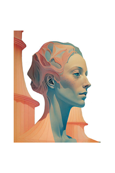 StoryGift Romania Sticker Eticheta 40CM Cu Femeie Abstract, Luminia Portocali...