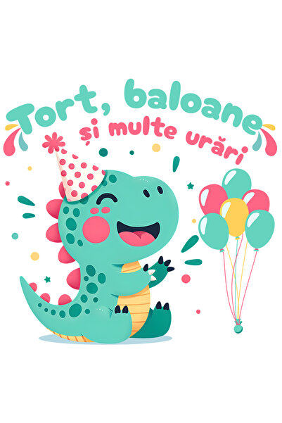 StoryGift Romania Sticker Autocolant 70CM Adeziv Dinozaur fericit, aniversare...