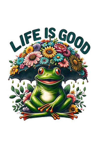 StoryGift Romania Sticker Eticheta 50CM cu o broasca cu mesajul "Life is good", stilul hippie, cultura, ilustrat