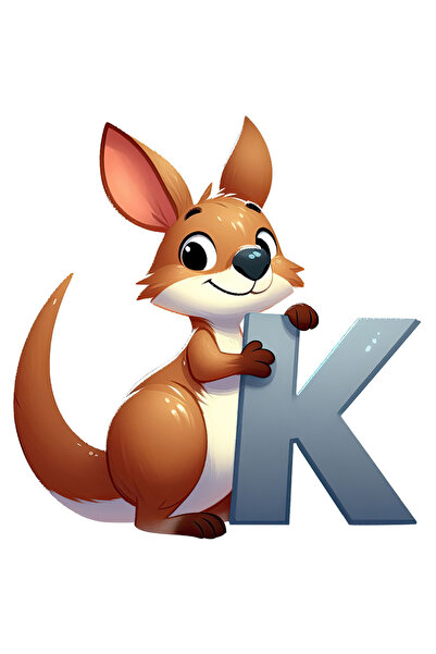 StoryGift Romania Sticker Adeziv 90CM cu un cangur cu litera "K", ilustratie,...