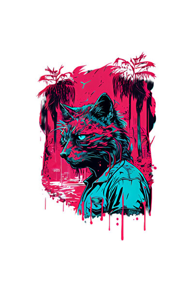 StoryGift Romania Sticker Adeziv 90CM Cu Pisica, Retro, Palmieri, Portret, Camasa, cu Margini Albe, PVC Vinyl 90 cm