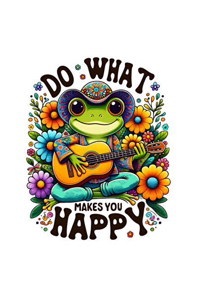 StoryGift Romania Sticker Eticheta 50CM cu mesajul "Do what makes you happy", stilul hippie, cultura, ilustratie