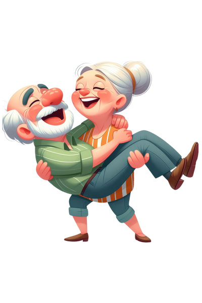 StoryGift Romania Sticker Eticheta 50CM cu o bunicuta care isi tine sotul in ...