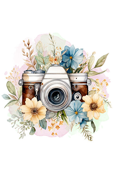 StoryGift Romania Sticker Cu Un Aparat De Fotografiat, Flori, Ilustratie, Act...