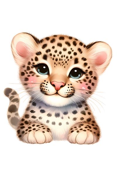 StoryGift Romania Sticker Eticheta 50CM cu o femela jaguar, ilustratie, micuta, imbujorata, fericire, cuminte, g