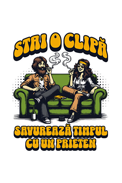 StoryGift Romania Sticker Eticheta 40CM Adeziv Stai o clipa, savureaza timpul cu un prieten cu Margini Albe, PVC