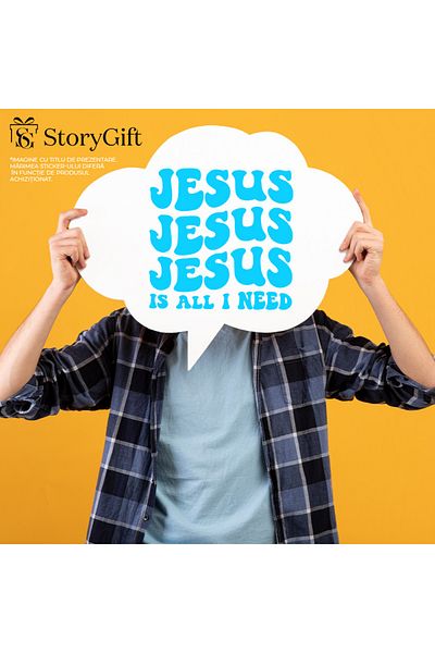 StoryGift Romania Sticker Eticheta 40CM Exterior cu mesajul "Jesus is all I need" - Iisus este tot ce imi trebui