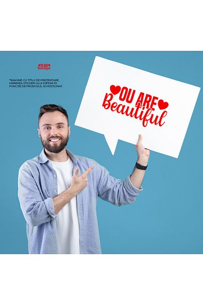 StoryGift Romania Sticker Exterior pentru o femeie frumoasa cu mesaj in limba engleza - inimioare , Vinyl Ro