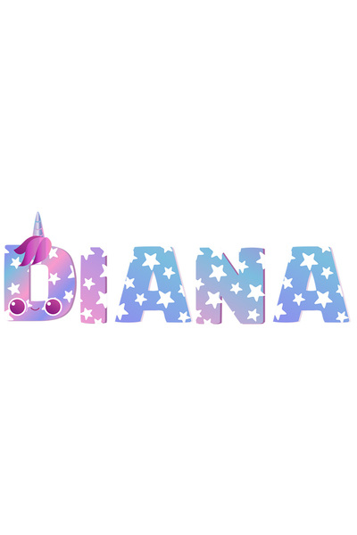 StoryGift Romania Sticker Autocolant 70CM Cu Numele Diana, Unicorn, Printesa,...