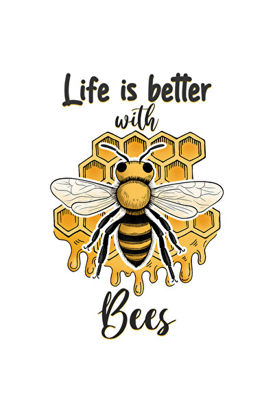 StoryGift Romania Sticker Autocolant 70CM cu albina cu mesajul "Life is bette...