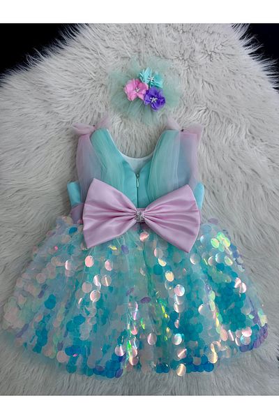 İlknur Karaca Design Water Green Pink Mermaid Special Occasion Birthday Dress