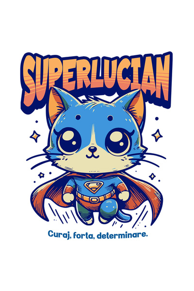 StoryGift Romania Sticker Autocolant 70CM Super Lucian, SuperErou, Pisica Zbu...