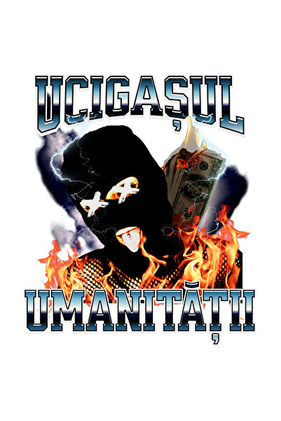 StoryGift Romania Sticker Autocolant 70CM Adeziv ucigasul umanitatii om cu ma...