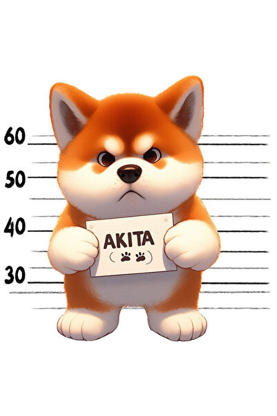 StoryGift Romania Sticker Eticheta 40CM cu caine Akita, la inchisoare, supara...